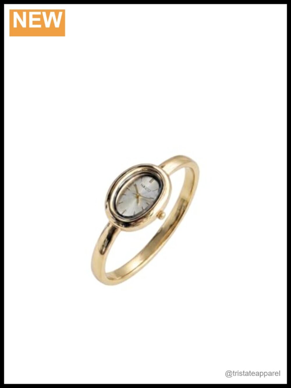 Gold-Tone Bangle Bracelet Watch Oval Dial Roman Numeral Elegant